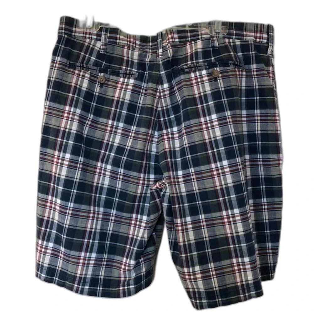 Eddie Bauer Men's Blue Plaid Bermuda Shorts Preppy Casual Designer Size 36
